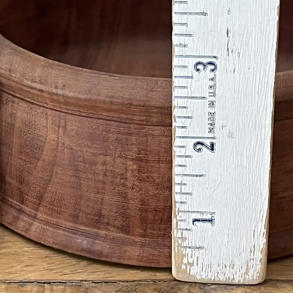 Hand-Turned Rustic Wooden Bowls Set of 2 6 in Teak Wood